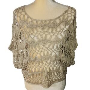 Vivid Collection of NY Cream Crochet Boho Layering Poncho Beachy Festival